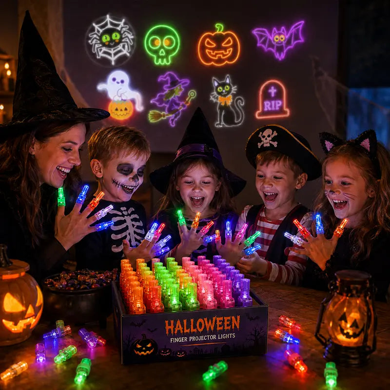 Halloweeni buli neonhatású vetítési mintákkal