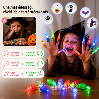 HUBUQ® ünnepi LED-es ujjprojektor-gyűrűk — Halloween és karácsony