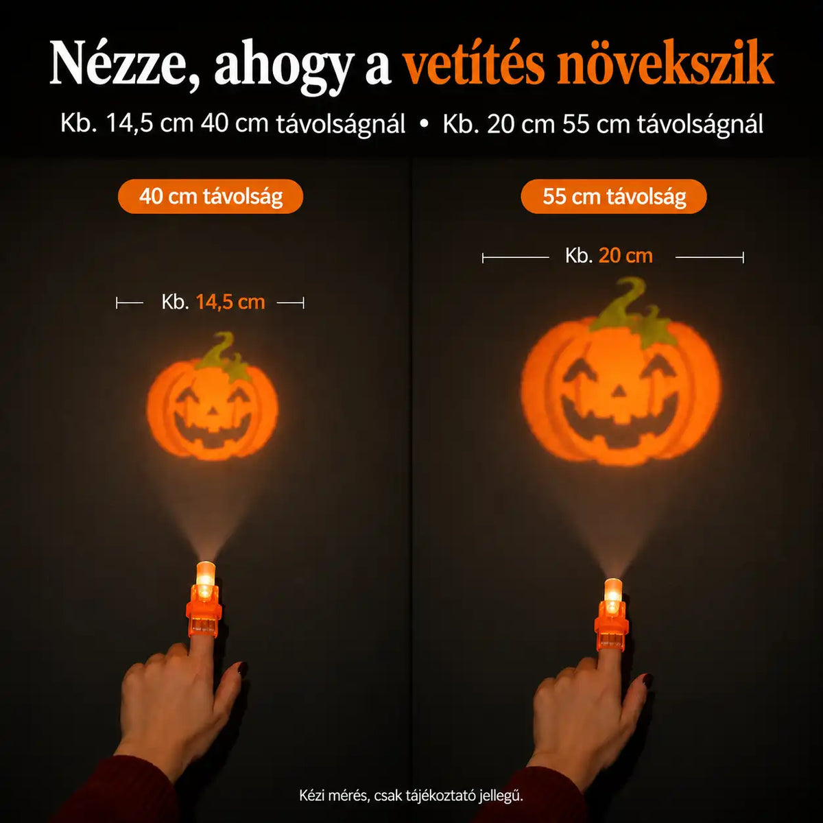 HUBUQ® ünnepi LED-es ujjprojektor-gyűrűk — Halloween és karácsony