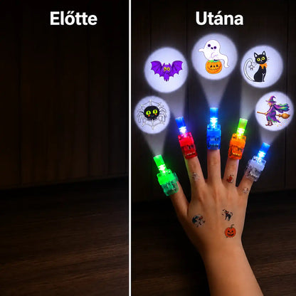 HUBUQ® ünnepi LED-es ujjprojektor-gyűrűk — Halloween és karácsony