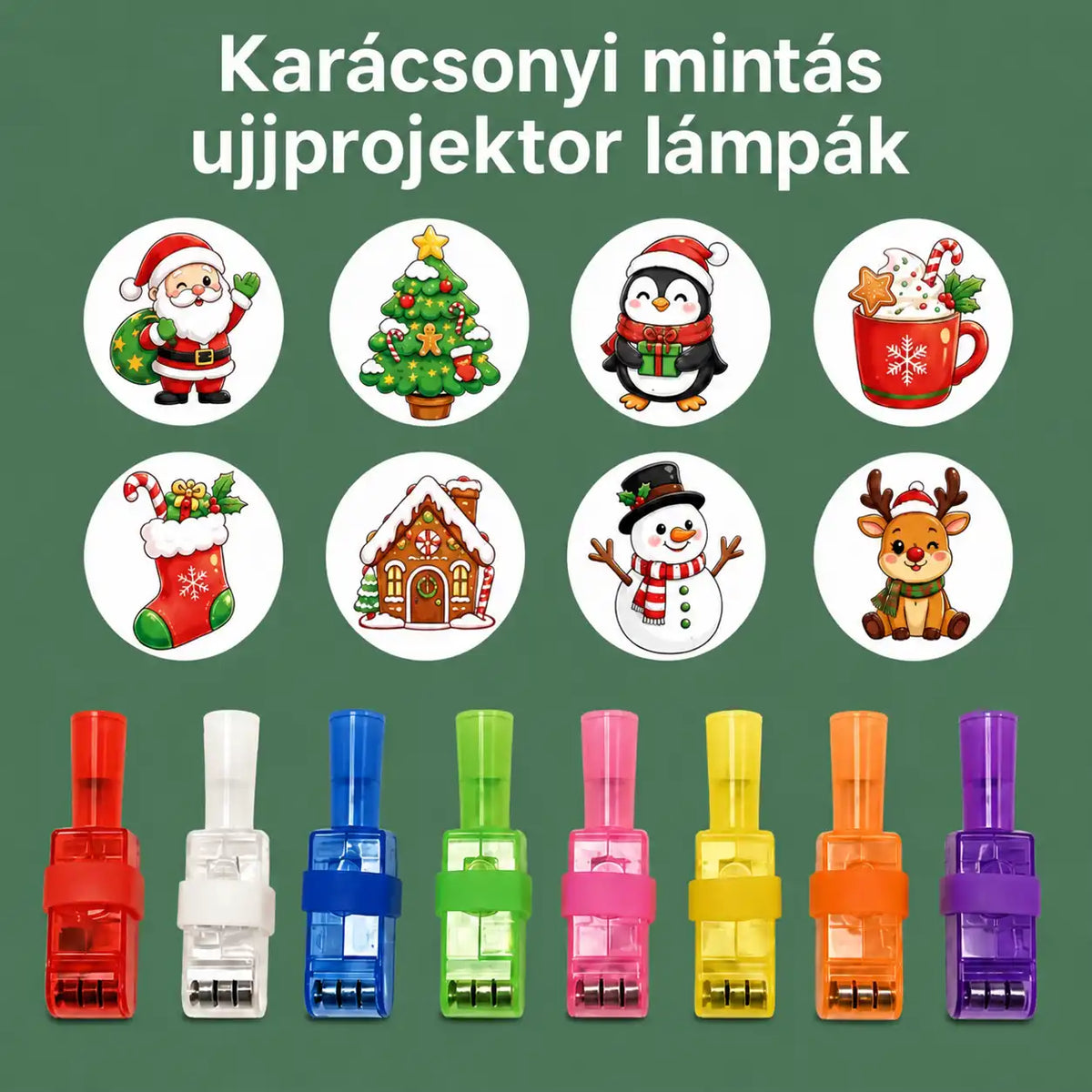 HUBUQ® ünnepi LED-es ujjprojektor-gyűrűk — Halloween és karácsony