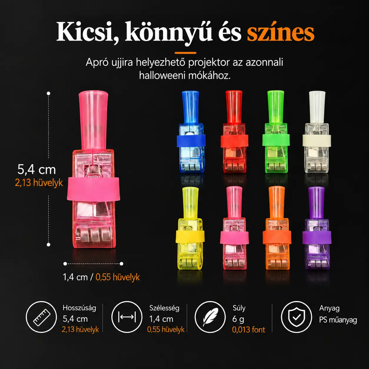 HUBUQ® ünnepi LED-es ujjprojektor-gyűrűk — Halloween és karácsony