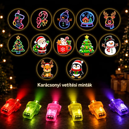 HUBUQ® ünnepi LED-es ujjprojektor-gyűrűk — Halloween és karácsony