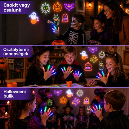 HUBUQ® ünnepi LED-es ujjprojektor-gyűrűk — Halloween és karácsony
