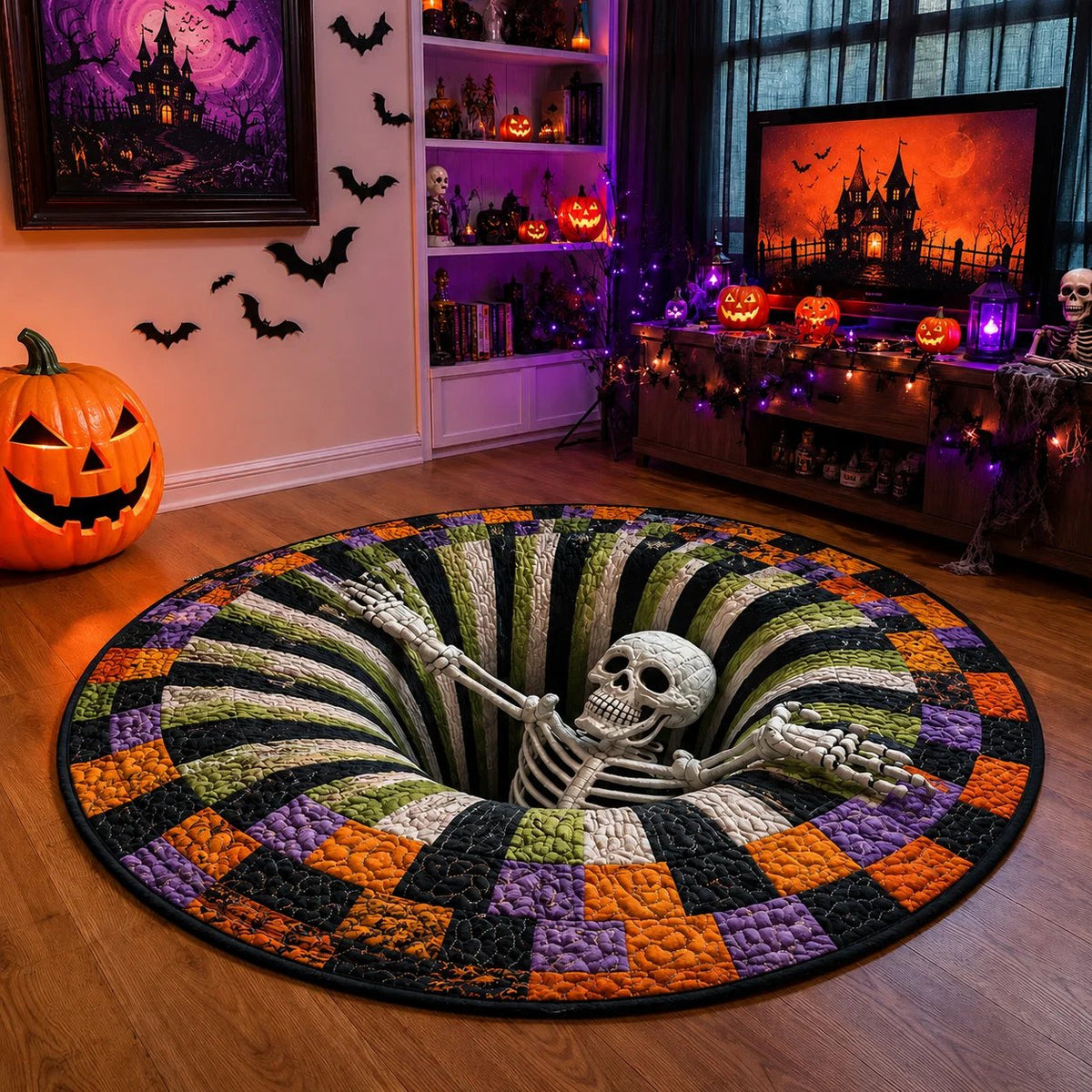 3D-s kerek halloween szőnyeg kísérteties örvénnyel – kép 18