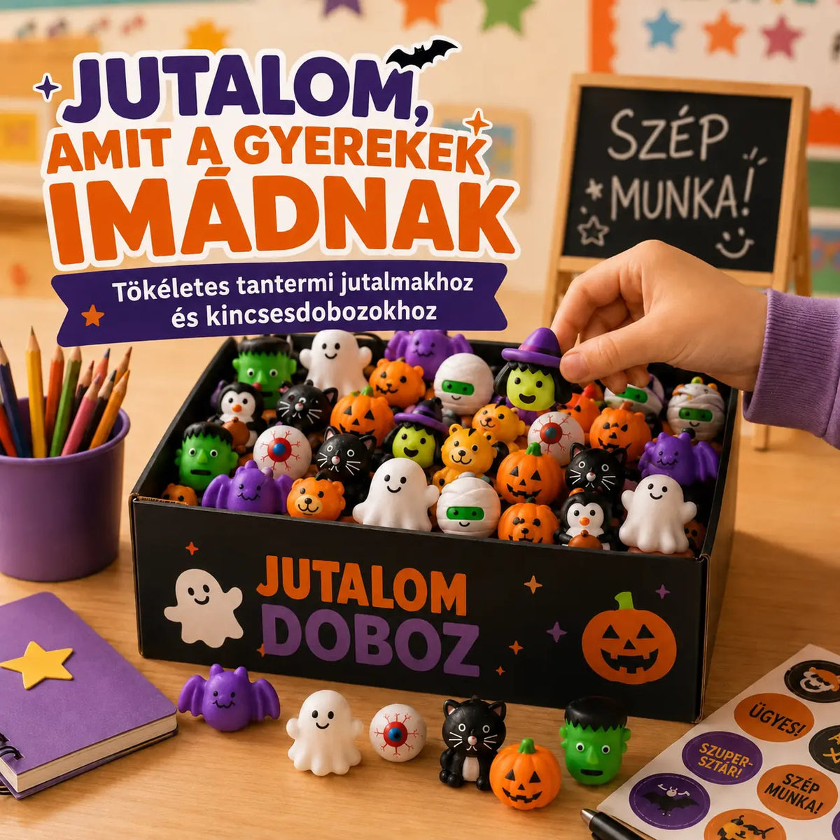 HUBUQ® halloweeni mochi nyomkodós játékok parti ajándékokhoz és rémisztően jó mókához 🎃