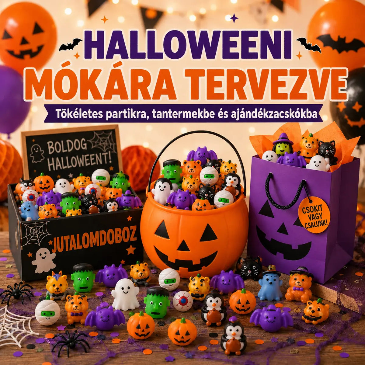 HUBUQ® halloweeni mochi nyomkodós játékok parti ajándékokhoz és rémisztően jó mókához 🎃