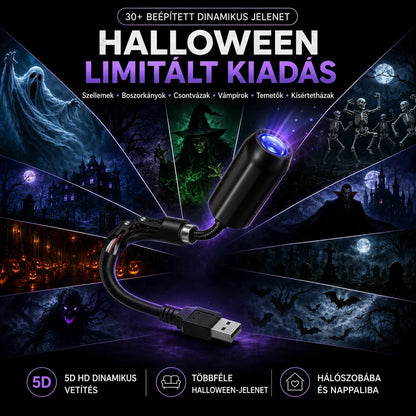 Halloween limitált kiadású 5D holografikus projektor – 30+ beépített dinamikus jelenet