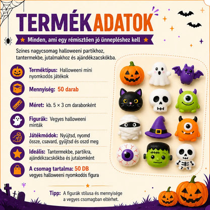 HUBUQ® halloweeni mochi nyomkodós játékok parti ajándékokhoz és rémisztően jó mókához 🎃