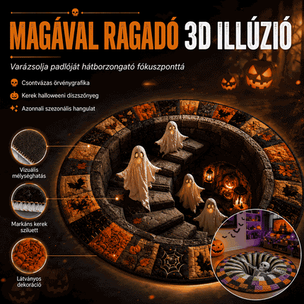 3D-s kerek halloween szőnyeg kísérteties örvénnyel – kép 1