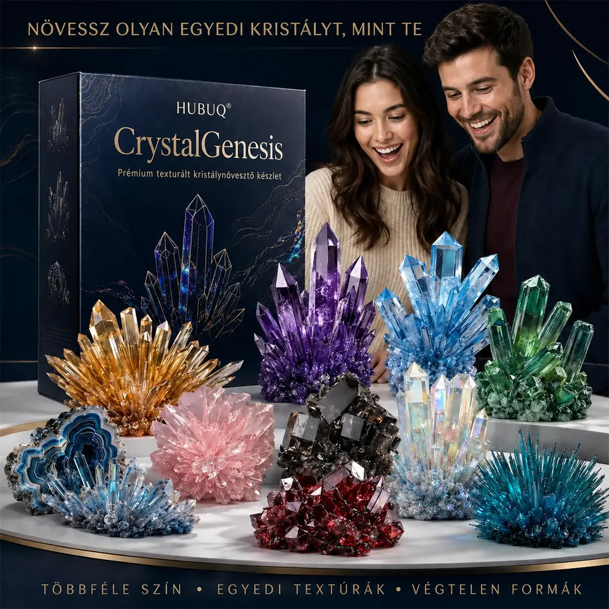 HUBUQ® CrystalGenesis — Prémium texturált kristálynövesztő készlet 💎