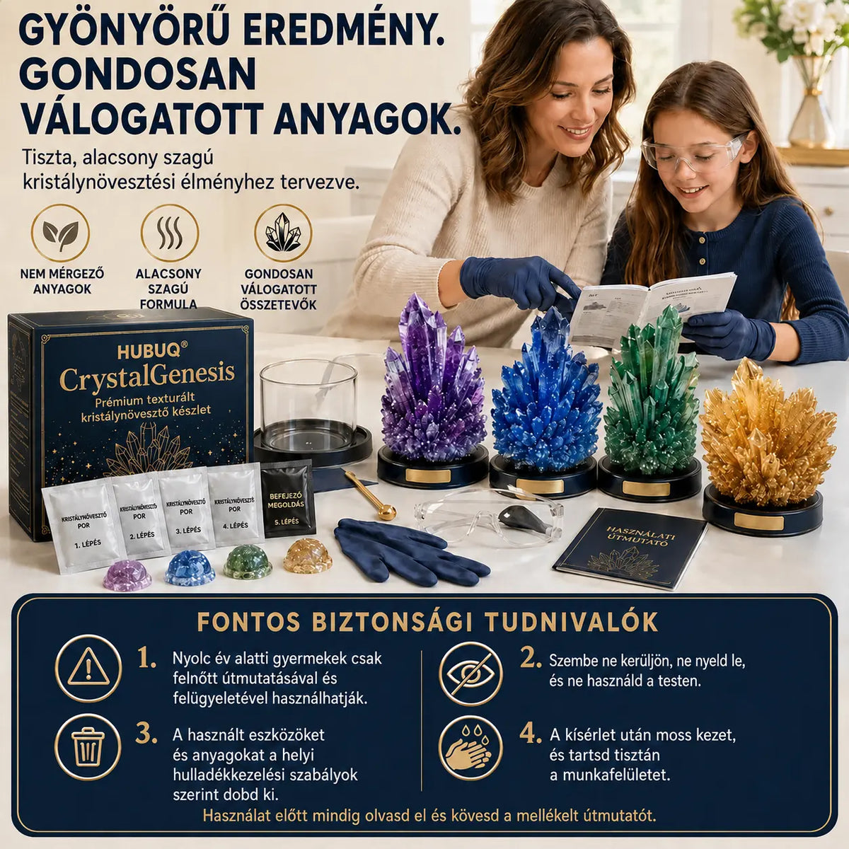 HUBUQ® CrystalGenesis — Prémium texturált kristálynövesztő készlet 💎